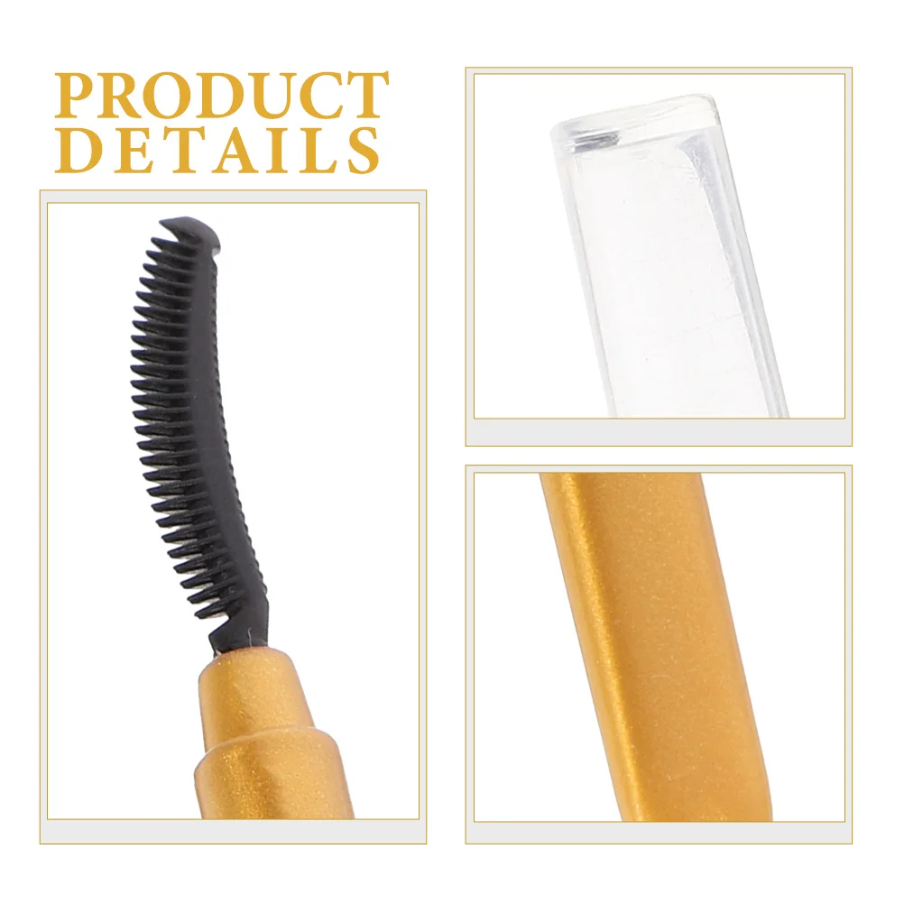 8 pçs escova de silicone lash escova cabeça macia ferramentas de maquiagem viagem portátil cílios w rímel aplicador cor dourada