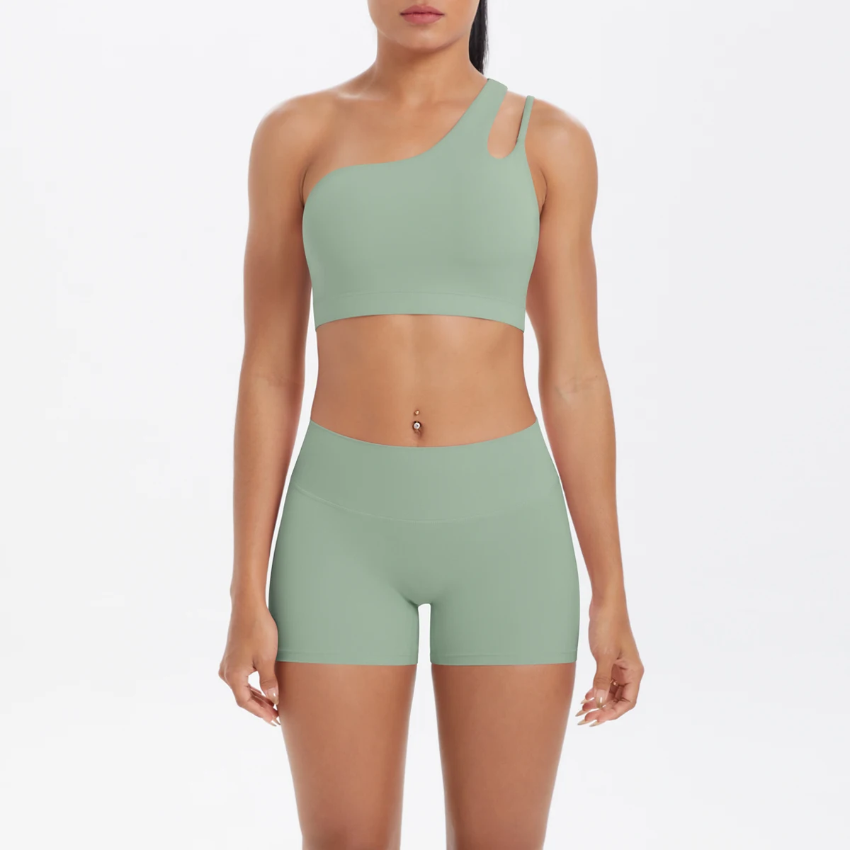 Yoga Anzug Sport Set Gym Sport Crop Tops Einfarbig Nylon Yoga Bh Laufen Radfahren Sport Gym Workout Yoga Shorts – Detail 20