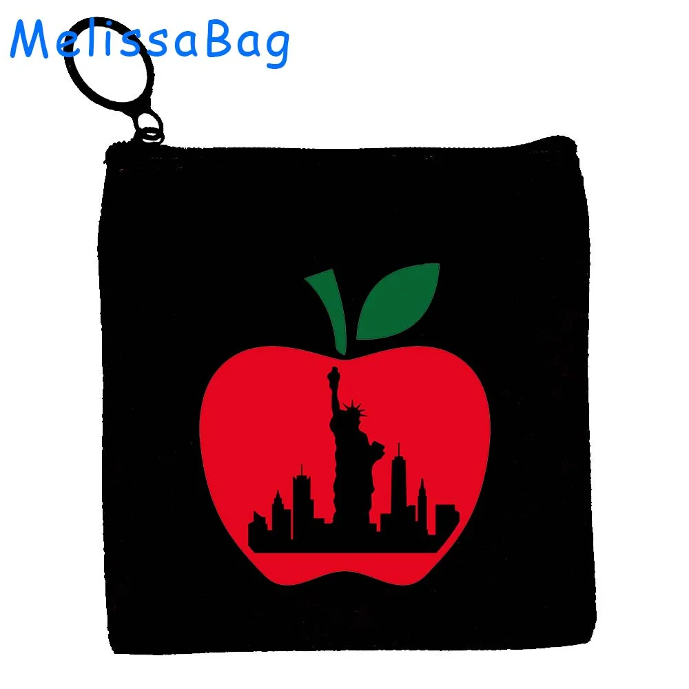 Funny Statue Of Liberty New York City Gift Skyline Apple NYC Subway Canvas Coin Purse Key Storage Bag Card Case Bag Zipper Pouch