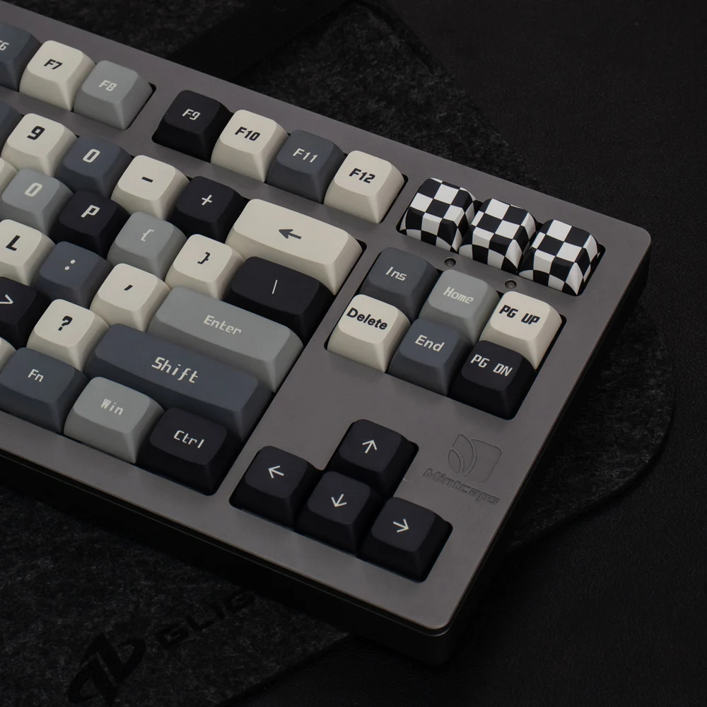 133 Keys Colorful Lattice Keycap Set PBT Thermal Sublimation XDA Profile Keyboard Caps Personalized Gray and Black Plaid Keycaps