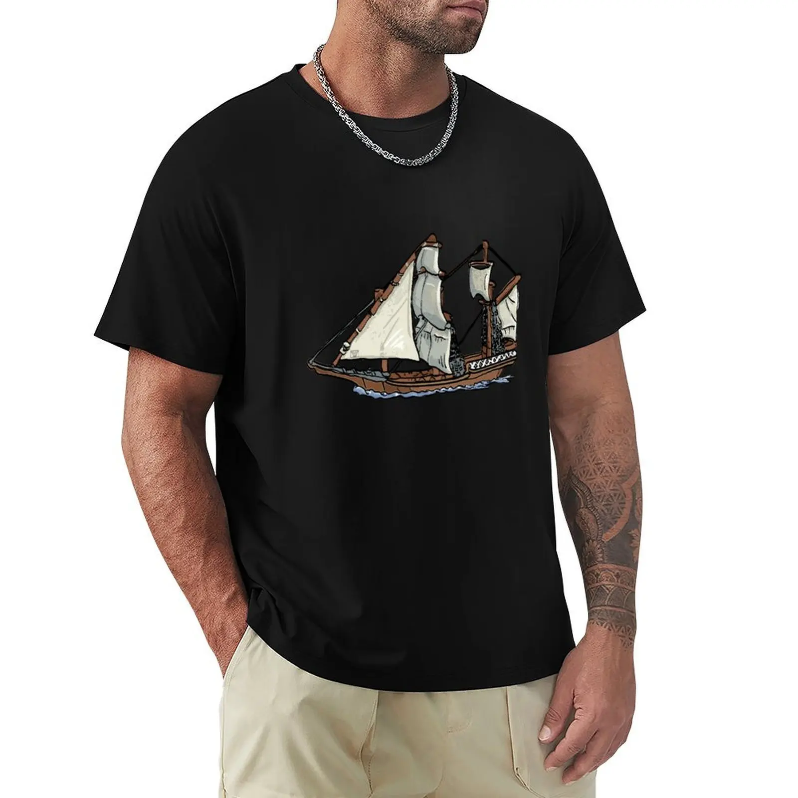 Clipper Ship T-Shirt Casual Basic Short Sleeve T-Shirt