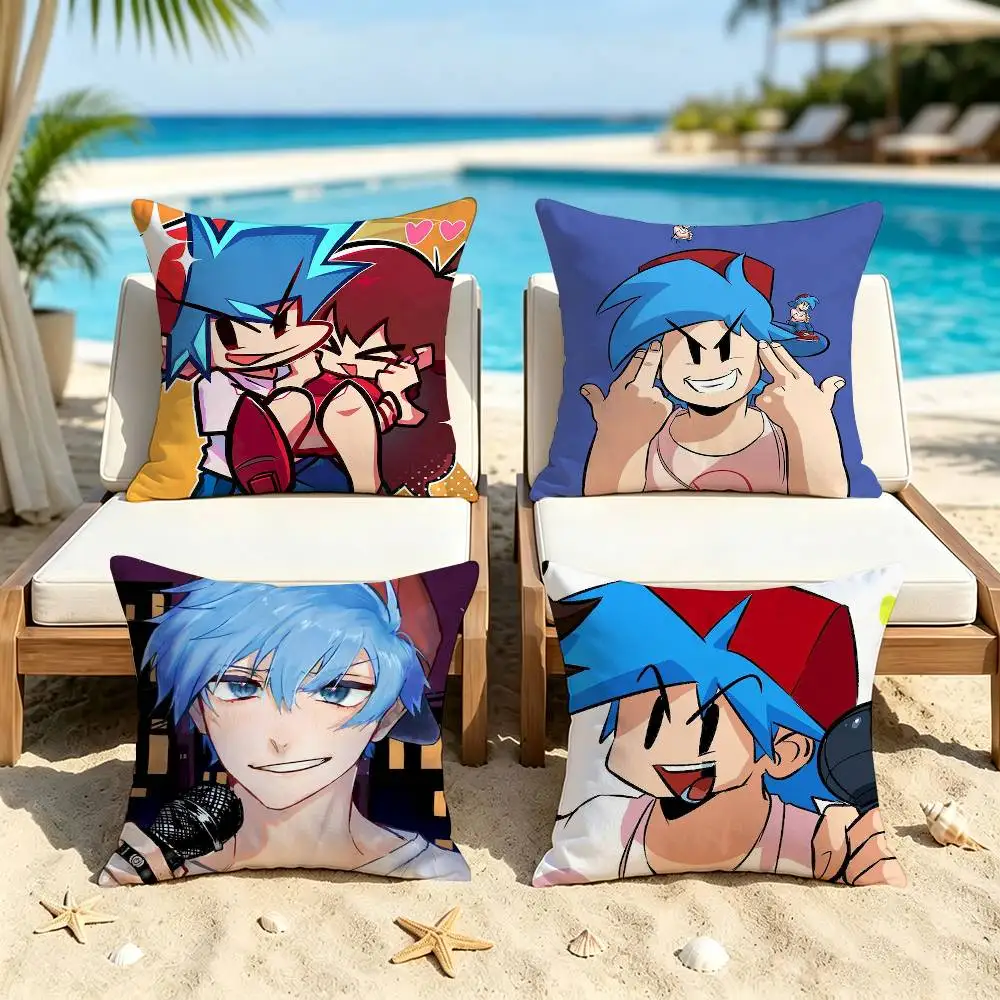 FNF Mid-Fight Masses Boyfriend Double-Sided Printed Cushion Cover Bedroom Bedside Sofa Pillow Case