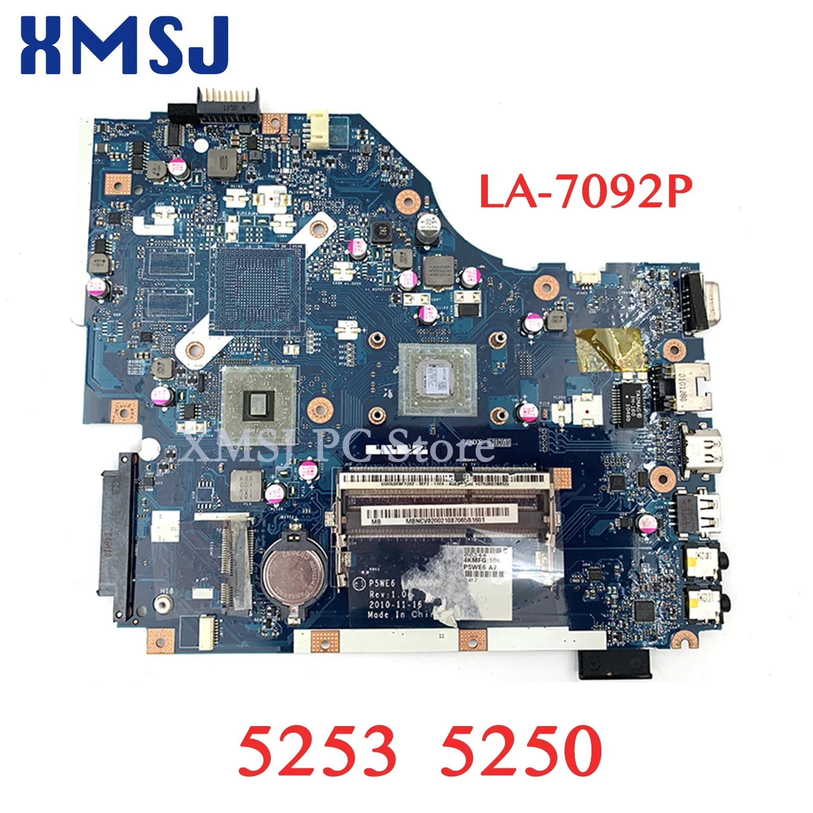 

XMSJ For Acer 5253 5250 Laptop Motherboard PEWE6 LA-7092P MBNCV02002 DDR3 With Processor Onboard Main Board Full Test