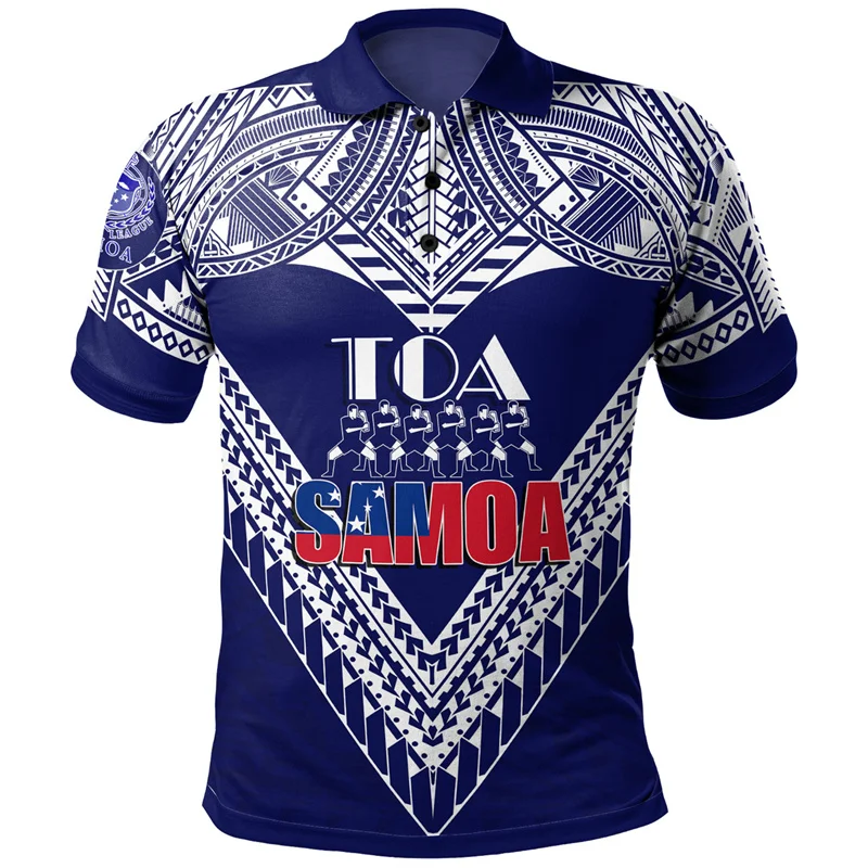 New Summer 3D American Samoa Tribal Styles Print Polo Shirt Polynesian Samoa Coat Of Arms Graphic Polo Shirts For Men Polos Tops