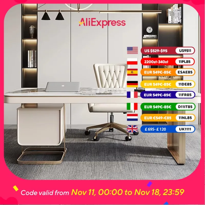 

Designer L Shape Office Desk Writing Asthetic Organizer Study Computer Desk Drawers Modern Luxury Mesa Para Computador Furniture