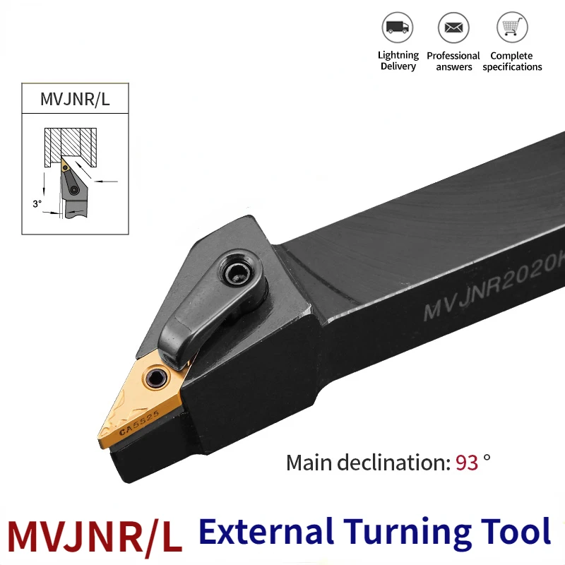 1pc MVJNR2020K16 MVJNR1616K16 MVJNR2525M16 External Turning Tool Holder VNMG Carbide Inserts MVJNR Lathe Cutting Tools Set