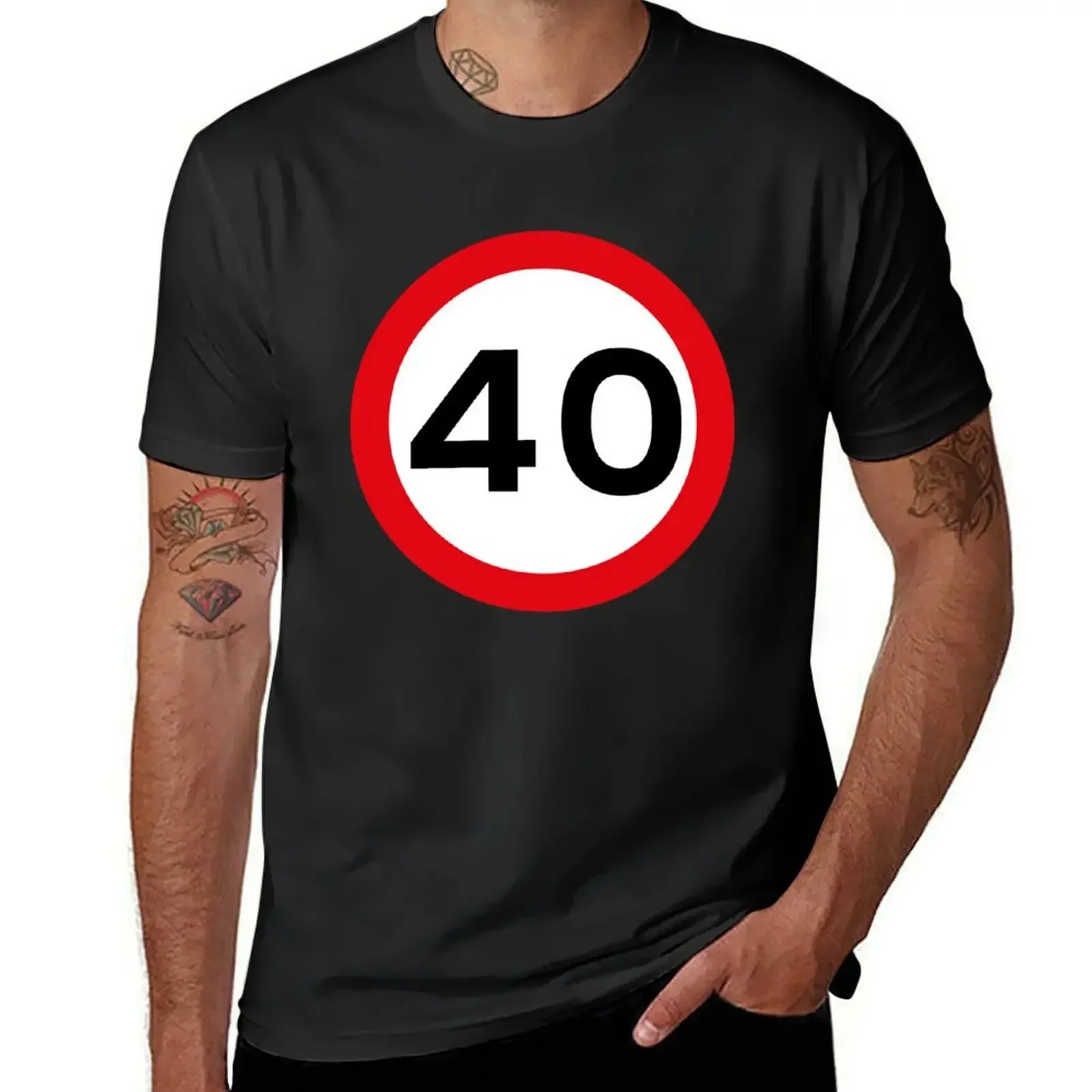 40 mph UK Speed Limit sign - 40 (Fortieth birthday) T-Shirt anime figures plain shirts graphic tee customs mens vintage t shirts