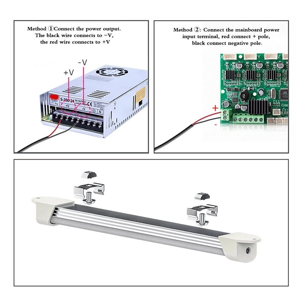 Kit de luz LED Strip para impressora 3D, lâmpada de atualização, crealidade Ender-3, 3S, 3 Pro, V2, Ender-5, 5 Pro, acessórios de impressora, 24V, 22cm