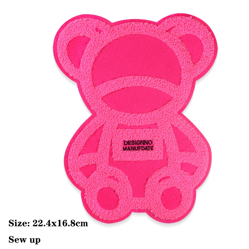 Blue Pink Black Little Bear Letter Chenille Icon Towel Embroidery Applique Patch For Clothing DIY Sew up Patch on the stickers