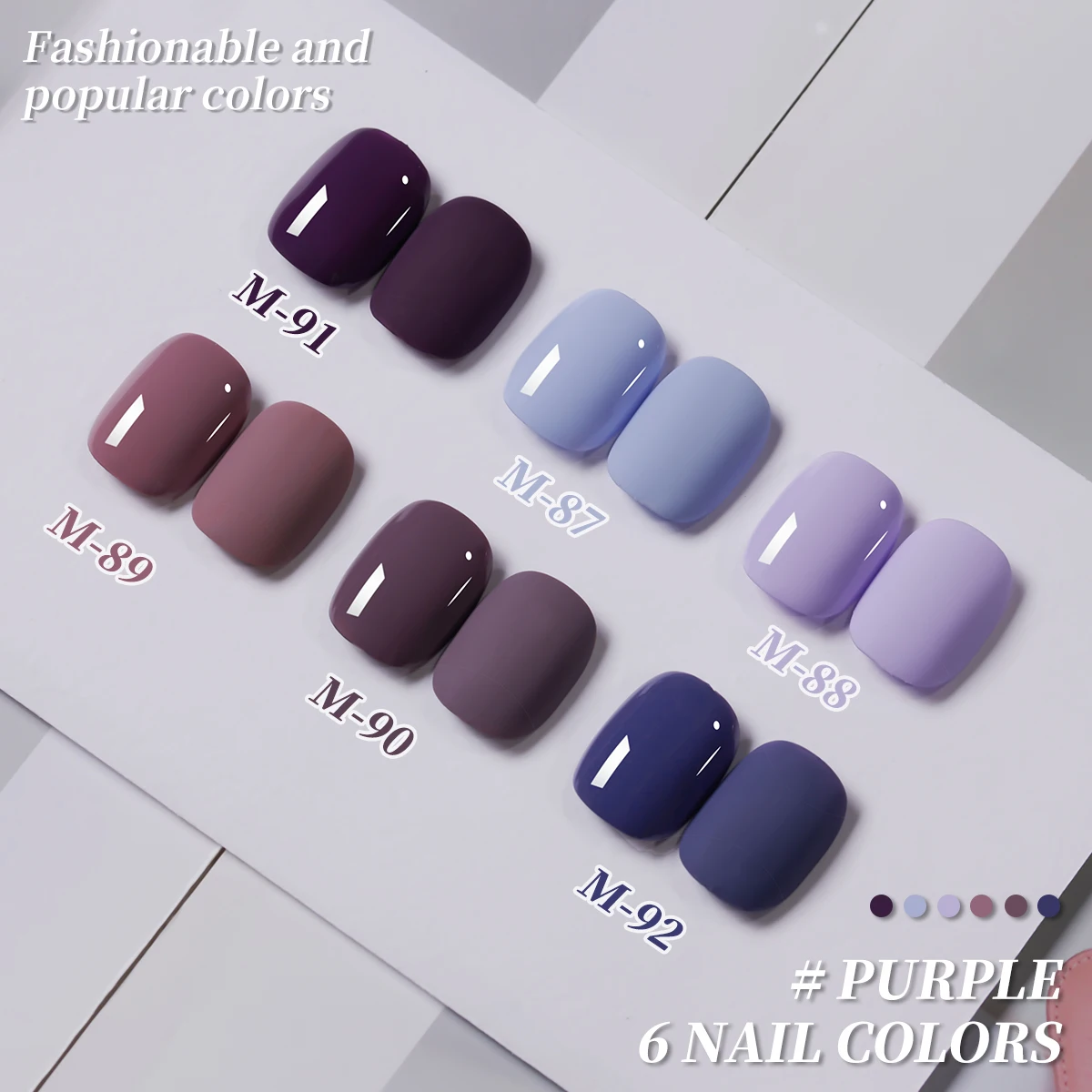 XEIJAYI 15ML สีม่วงเจลเล็บ PURE สีกึ่งถาวรเล็บชุด Soak Off UV เคลือบเงาเล็บ 6 สี