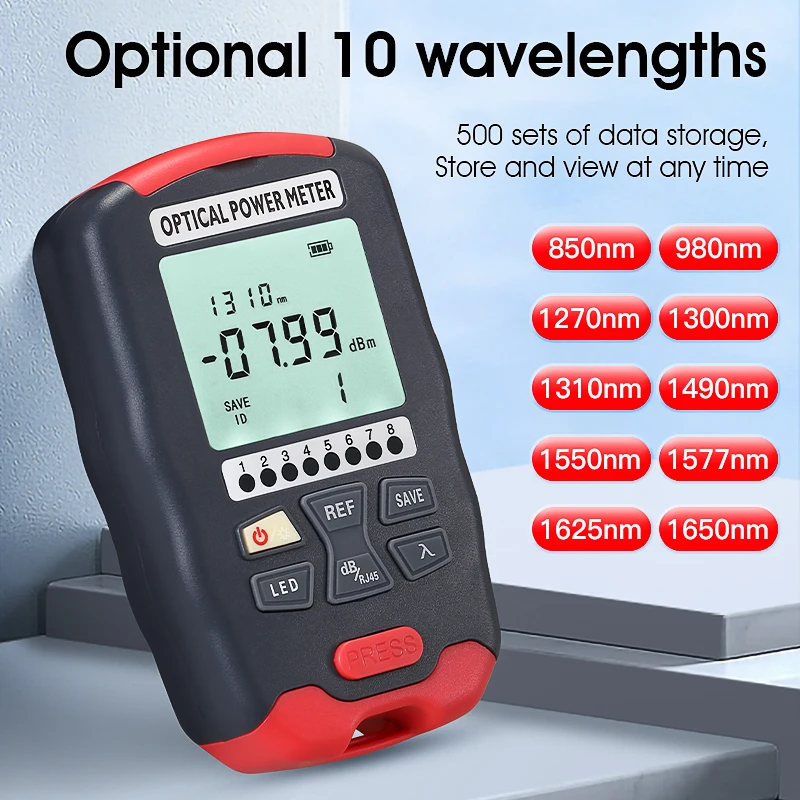 Handheld Mini Optical Power Meter AUA-D7/D5/DC7/DC5 OPM Fiber Optical Cable Tester -70~+10/-50+26dbm SC/FC/ST Universal Port