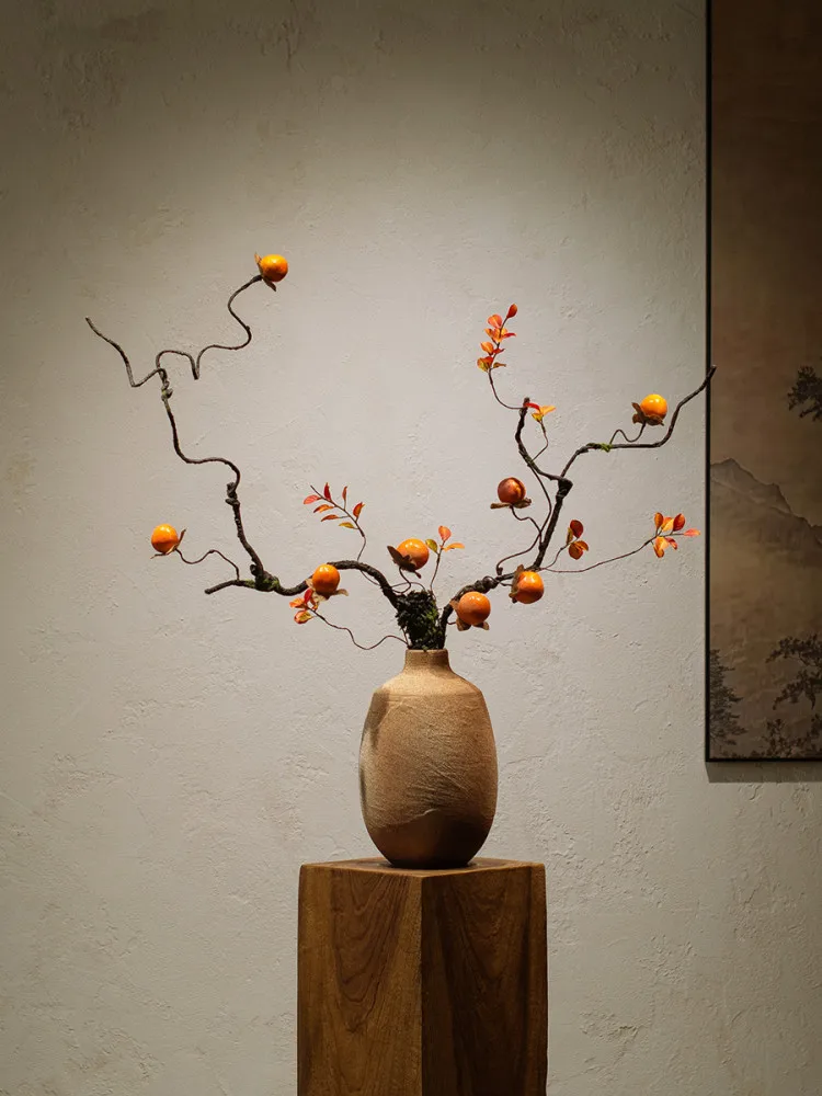 Flower Art Zen Coarse Ceramic Vase Flower Ware New Chinese Homestay Ornament Pottery Pot