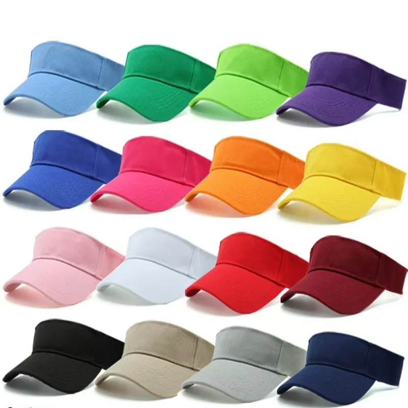 Outdoor Sports Hat Summer Sun Hat Men Women Cotton Adjustable Visor UV Protection Top Empty Solid Sport Tennis Golf Running Hat