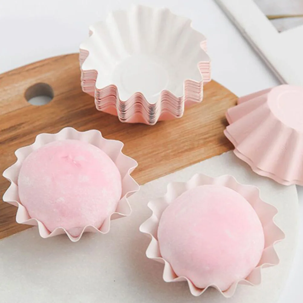 

50pcs Cake Cups Baking Tray Mold Muffin Pan Cupcake Liners Pink Paper Wrappers High Temp Oil Paper Oven Trays Thick Hardness