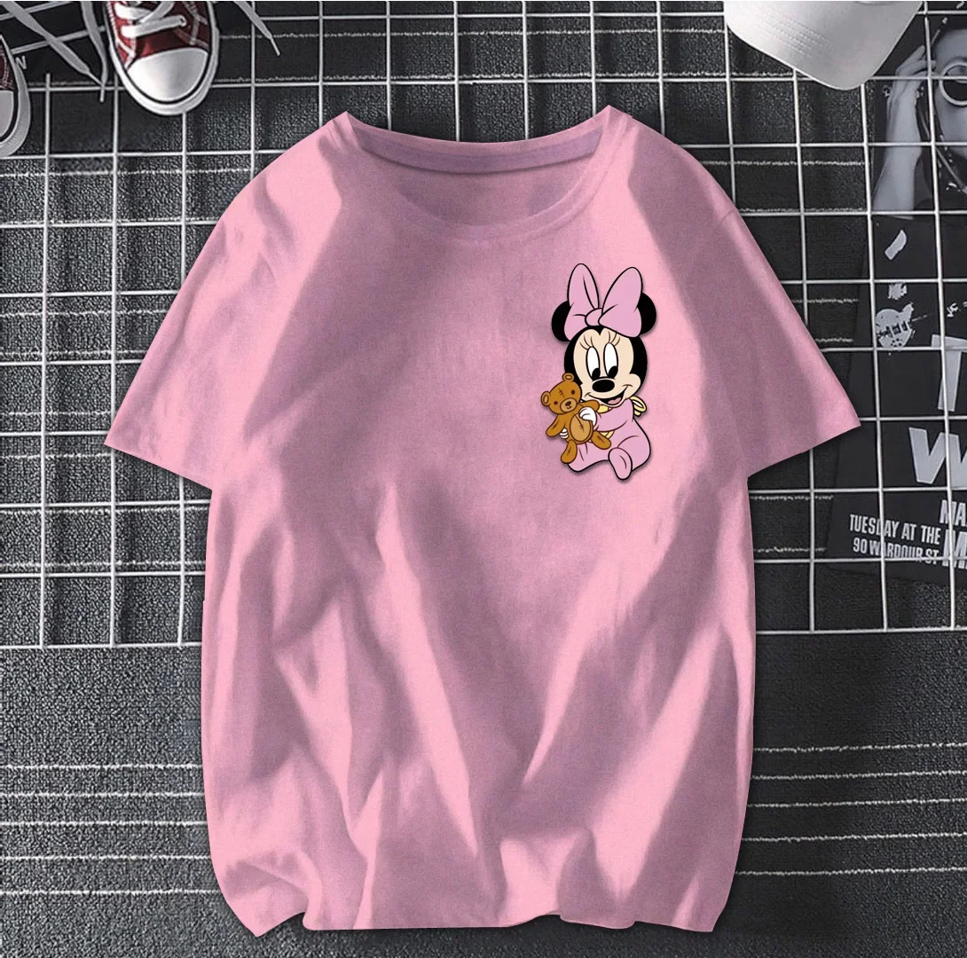 Disney Ladies Hoodie Minnie Cute Costume Mickey Mouse T Shirt Cartoon Top Short Sleeve Sweat Top Fashion T Shirt Ladies