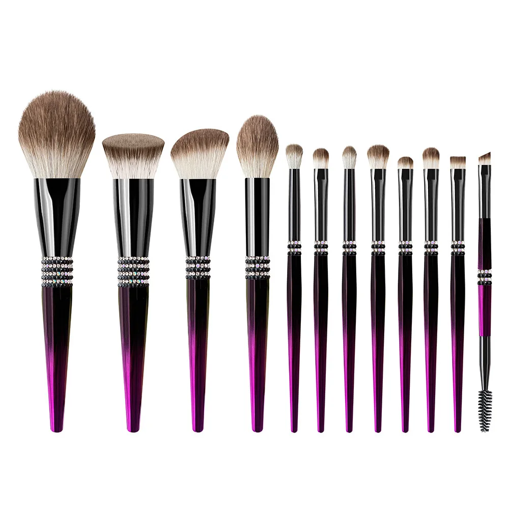 

Biyouyi New 12 Gradient Purple Makeup Brush Set Stick Drill Complete Makeup Brush Professional Set Brush