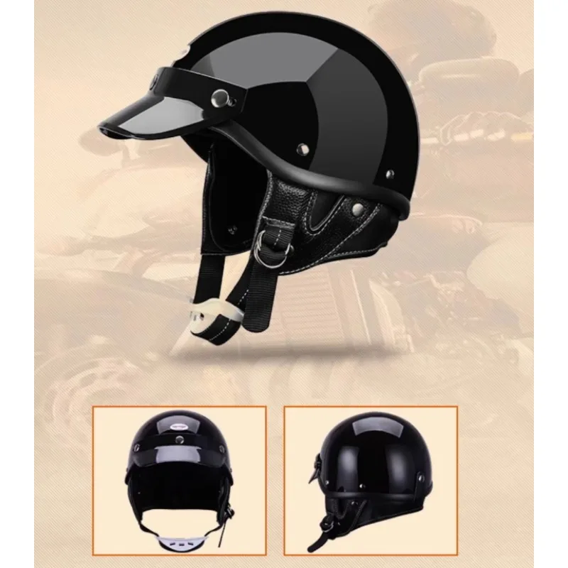 High strength fiberglass classic retro Half Helmet 1/2 Helmet, For Harley Retro Cruising Motorcycle Protective Helmet AMZ 801