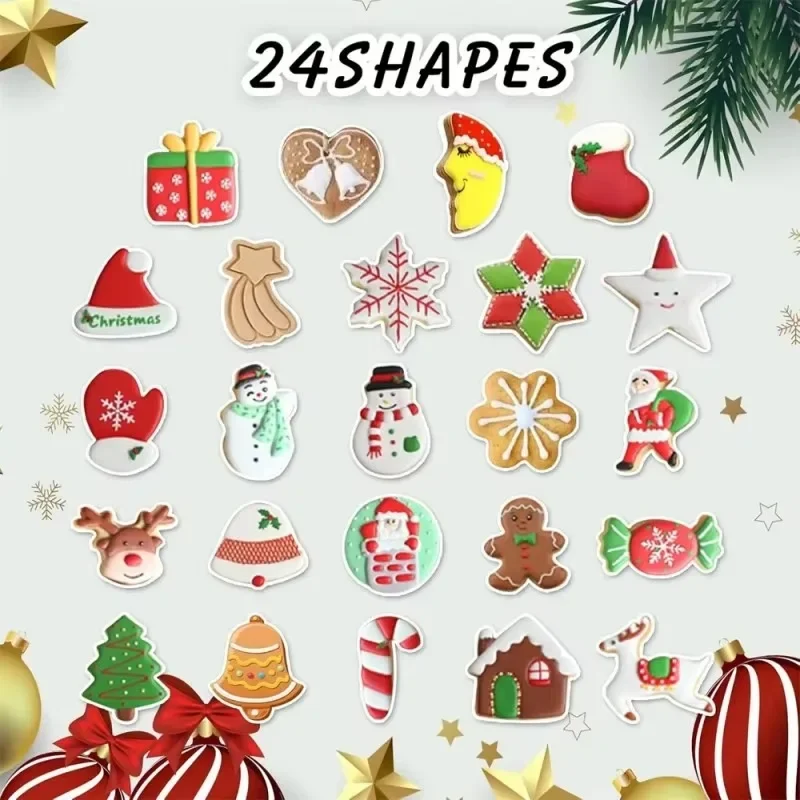 

Christmas Series Stainless Steel Cookie Mould Creative Styling Home DIY Cookie Molds Love Round Cake Mold Set of 24