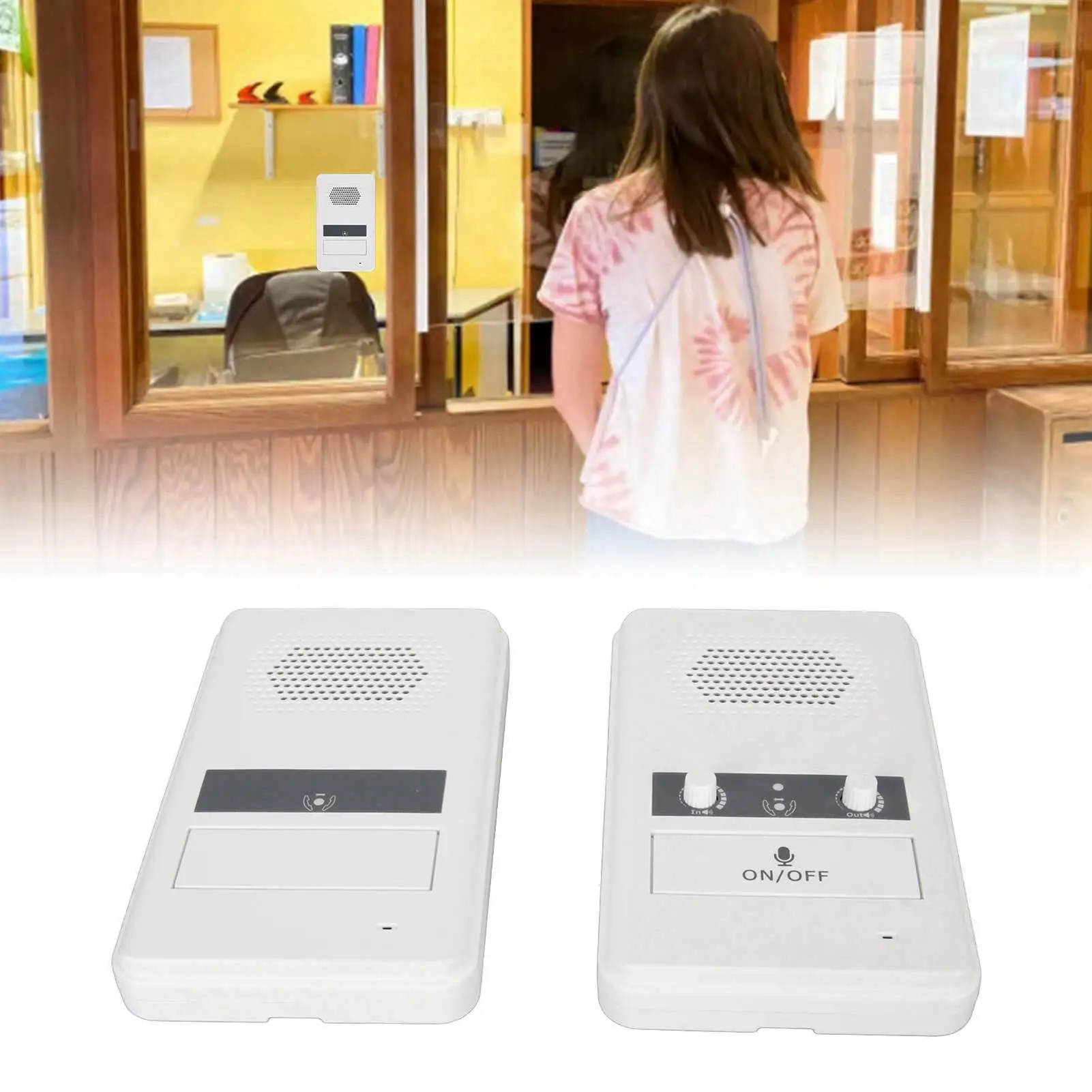 Window Speaker Intercom Dual Way Counter Intercom Premium Speaker Sensitive Mic 3W Power Window Intercom System for Bank White