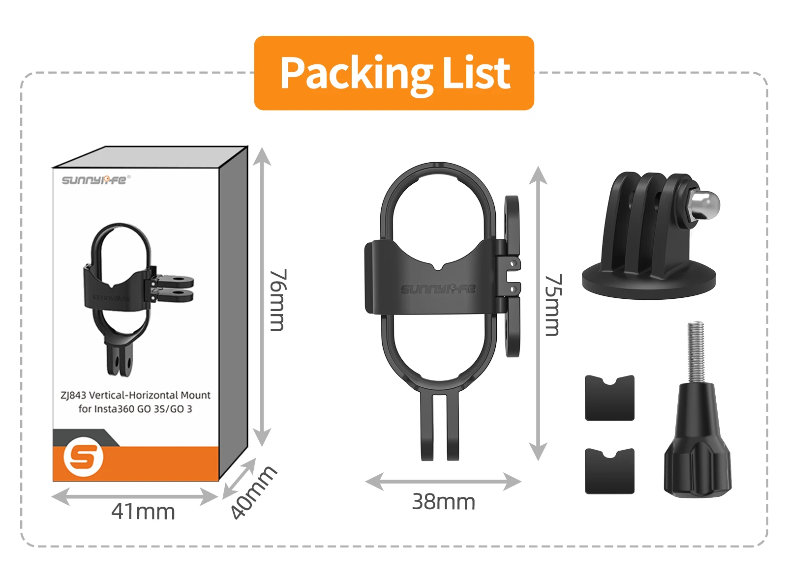 

Universal Horizontal Vertical Mount Bracket for Insta360 GO 3S Camera - for Vlogging Travel Sports Shooting Accessories