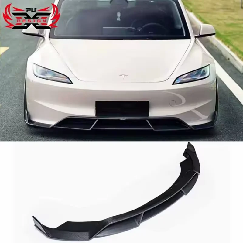 

Carbon Fiber front lip front Bumper spoiler Body Kits accessories CMS Style For Tesla Model 3 2023-2024