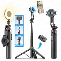 Trípode Magnético Extensible AXNEN C20 para Selfies con Control Remoto y Rosca de 1/4 para Celular, Cámara de Acción y Anillo de Luz