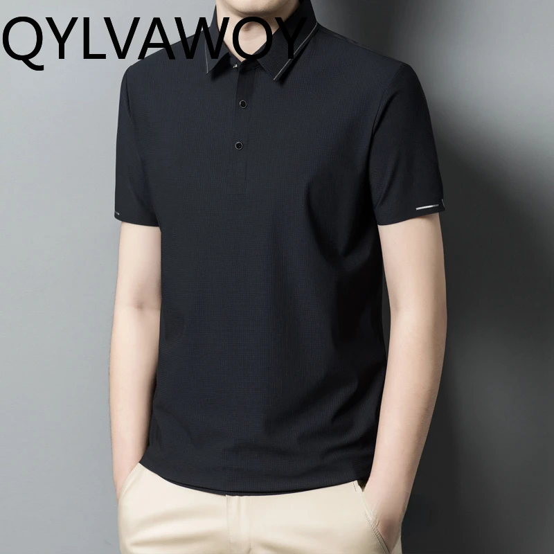 QYLVAWOY T-Shirts for Men Summer Clothes Men's T Shirt Short Sleeve Top Thin Polo T-shirt Solid Color 2024 New Style Camisas