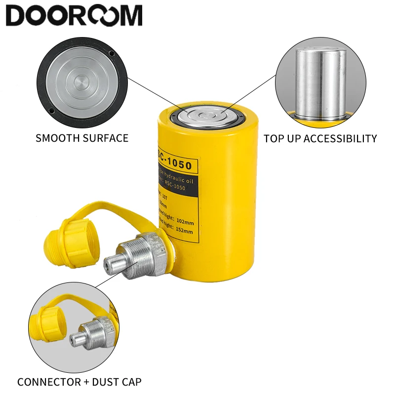 DOOROOM 10/20/30/50T cilindro idraulico di tipo corto martinetto idraulico RSC-corsa 50mm deve essere utilizzato con pompe idrauliche Macaco