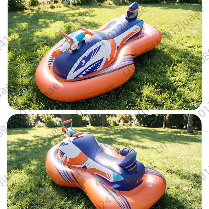 Kids Large Inflatable Ride on Float with Water Gun Water Spray Toy Summer Beach Backyard Pool Water Entertainment for Children