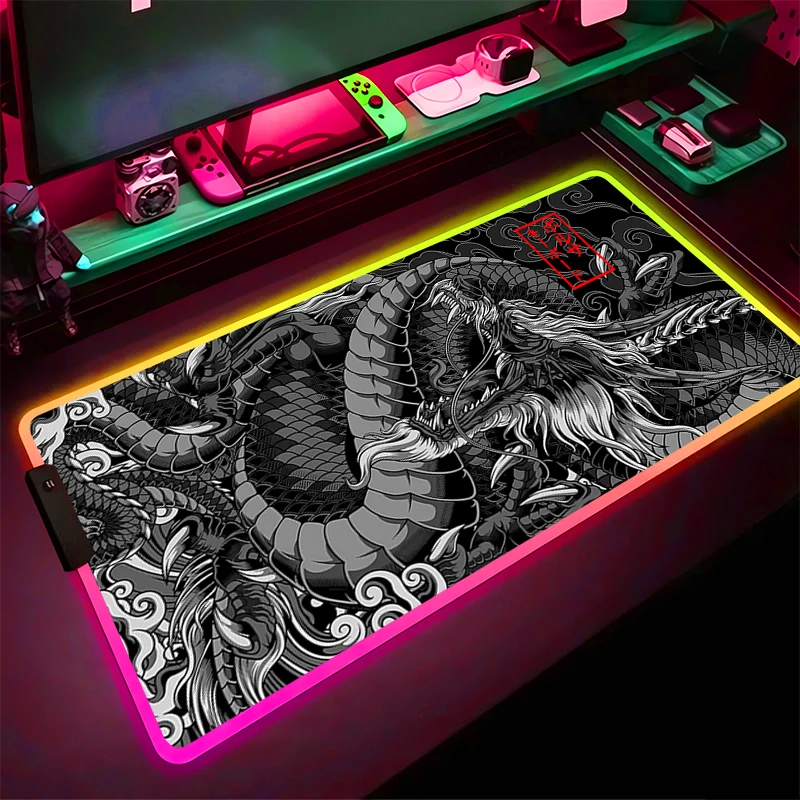 

RGB Mouse Pad Art Dragon tide Non-Slip Rubber Edge locking mousepads Game play mats notebook computer Fashion Home Decor