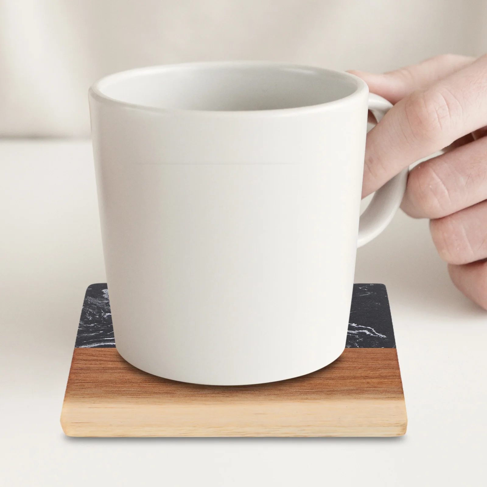 

4pcs Wooden Serving Tray Square Marble Coasters For Drinks Dining Table Decor Hot Pot Tray Coffee Table Mat Cheese Board Cup