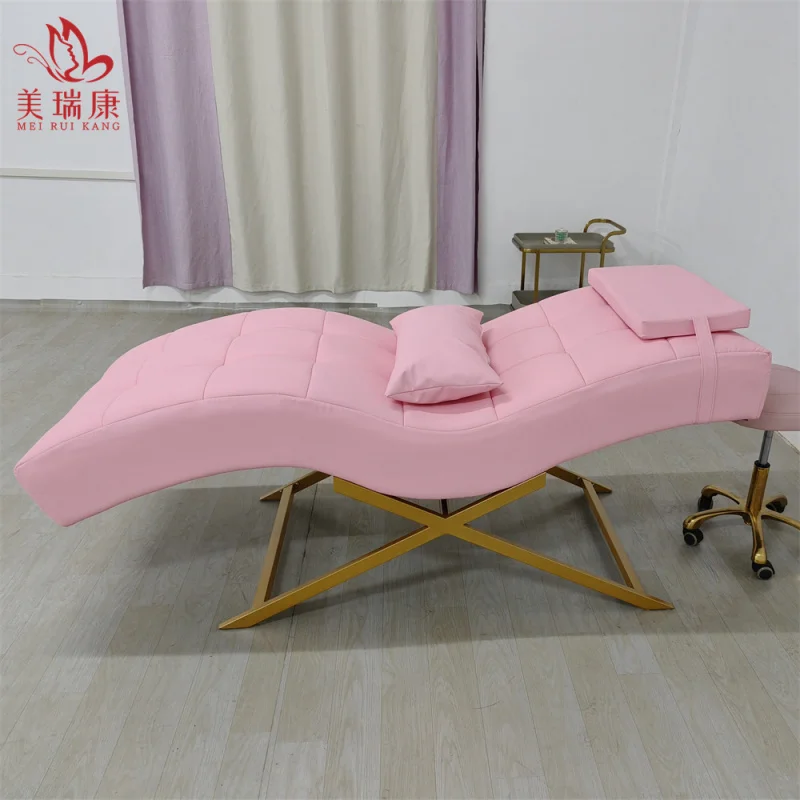 Custom.Luxury الوردي رمش لاش التجميل تمديد السرير الوردي منحني الحاجب Lashista كراسي صالون تجميل طاولة العناية الجمالية