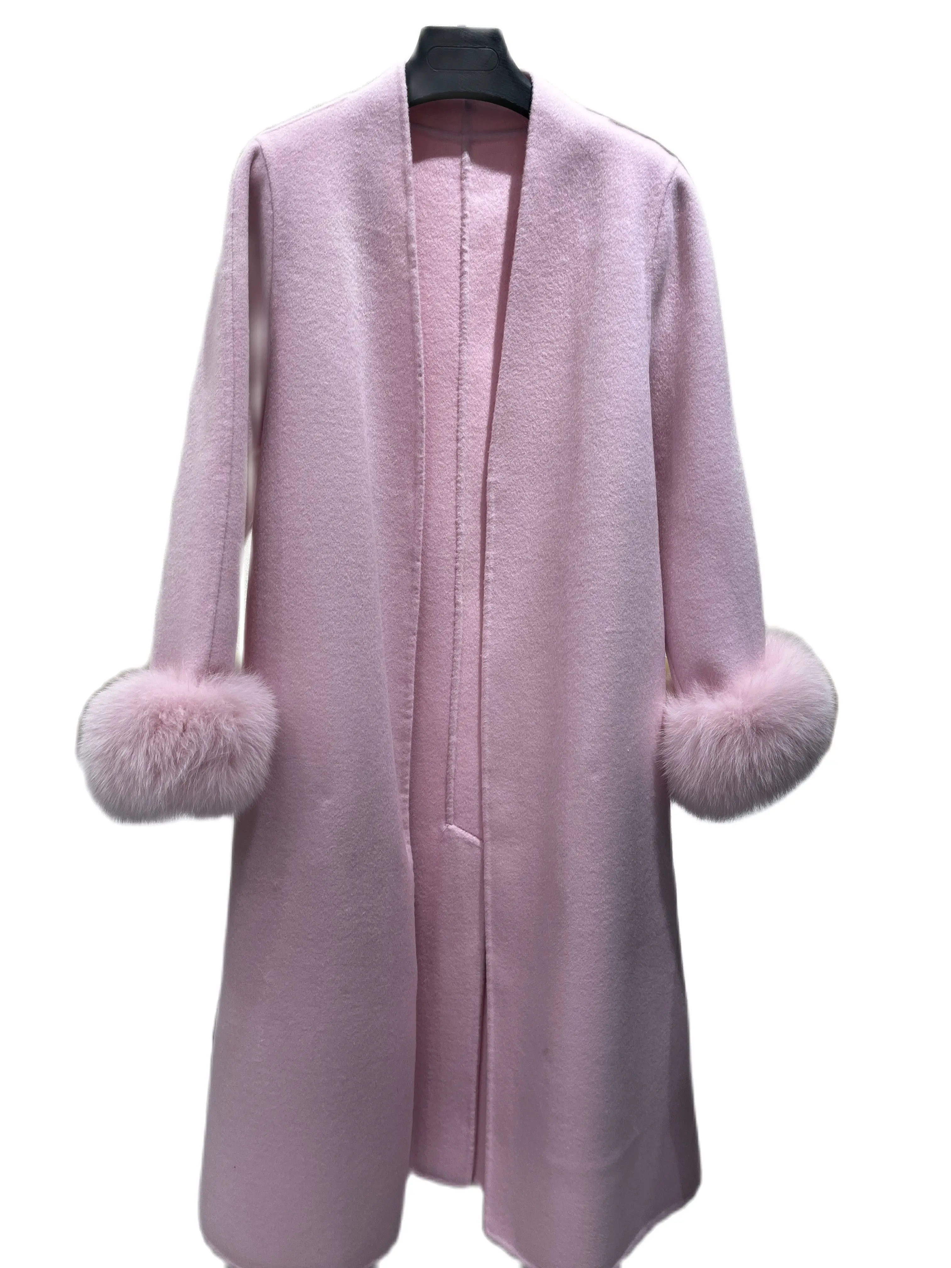 

2023 fashion female natural fur long jacketsFall and Winter New detachable natural fox fur trench overcoats