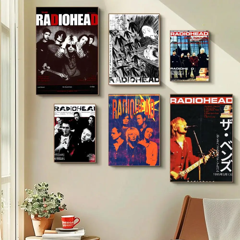 Radiohead band Poster Self-adhesive Advanced Aesthetic Printing Paper Wall Art for Living Room Home Decor