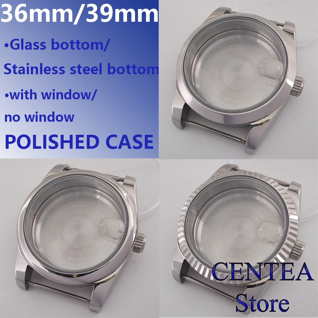 RICHUS 36mm 39mm NH35 Watch Case Polished Stainless Steel Sapphire Glass for NH36 ETA2824 2836 Miyota82 DG2813 PT5000 Movement