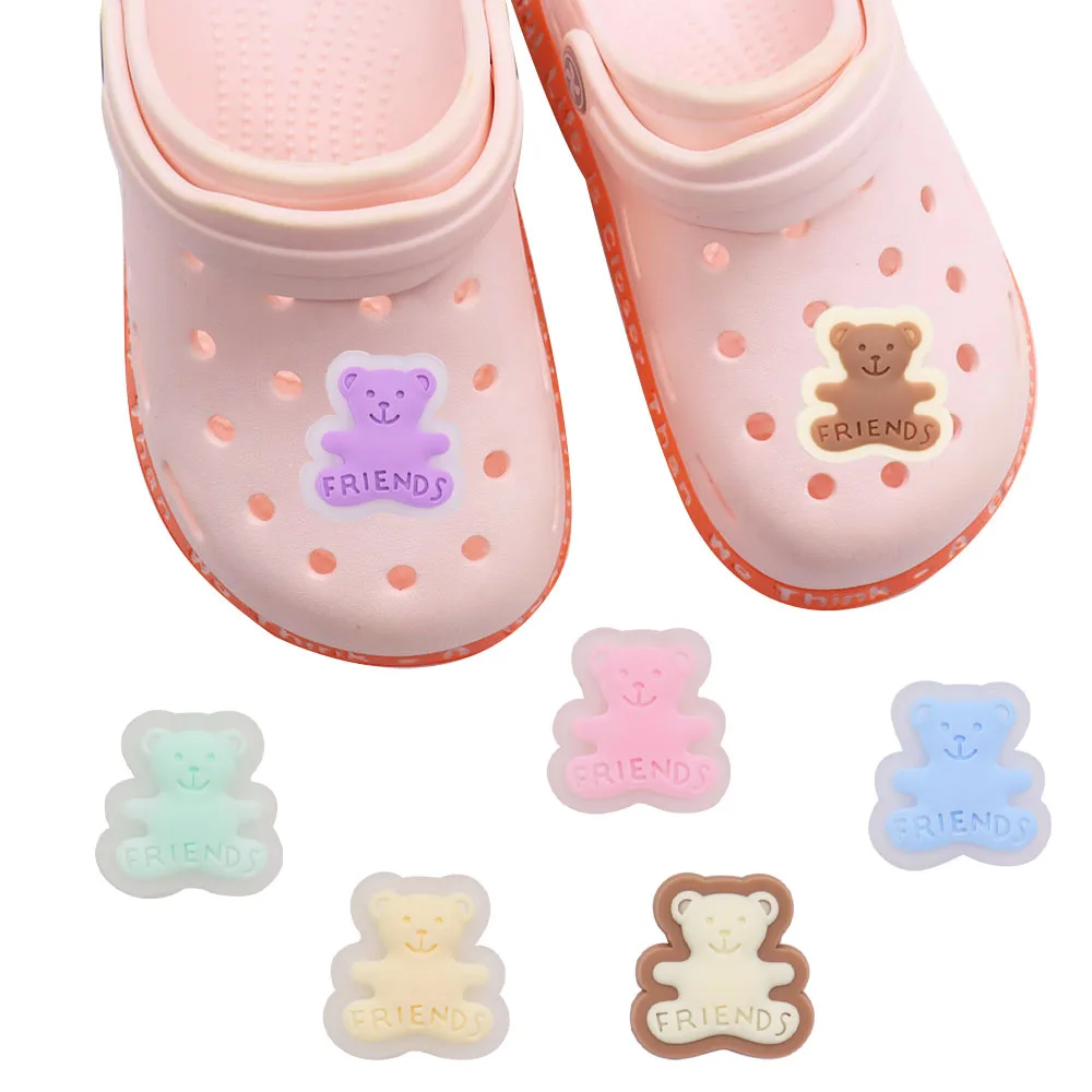 Mix 50pcs PVC Cartoon Animal Kawaii Colorful Bear Friends Shoe Charms Garden Shoes Decoration Buckle Clog DIY Wristband Kid Gift