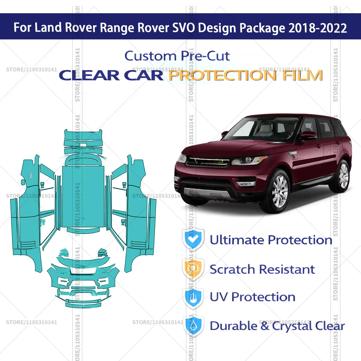 

Pre-Cut Paint Protection Film PPF Transparent Car Film Automotive PPF For Land Rover Range Rover SVO Design Package 2018-2022