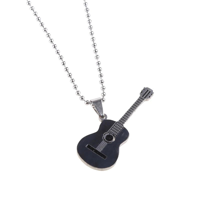 Guitar Musical Necklace Pendant Stainless Steel Jewellery Black/Gold/Silver D5QB image 5