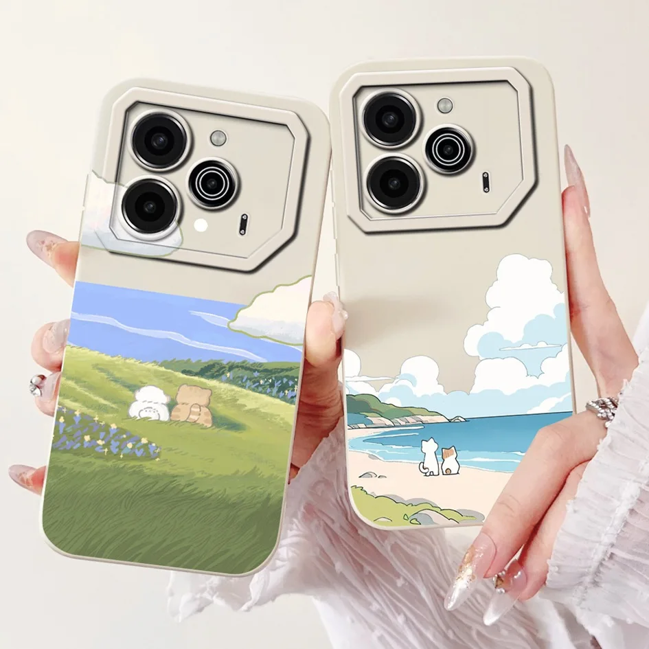 Pova 6 Case For Tecno Pova 6 Pro 5G Silicone Cover Cute Dinosaur Panda Camera Lens Protector Bumper For Tecno Pova6 Pro LI9 Capa