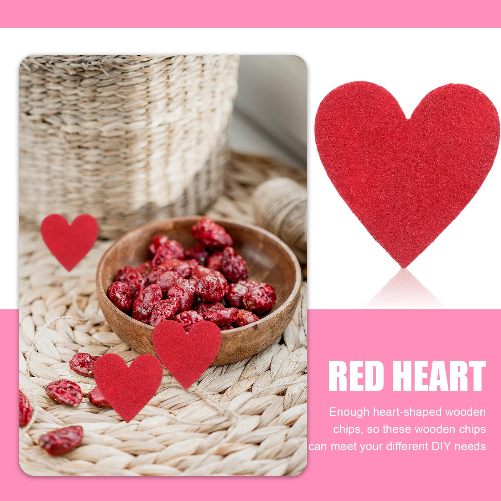 

200 Pcs Home Decor Felt Red Heart Hearts Accessories for Crafts Valentines Day Decorations