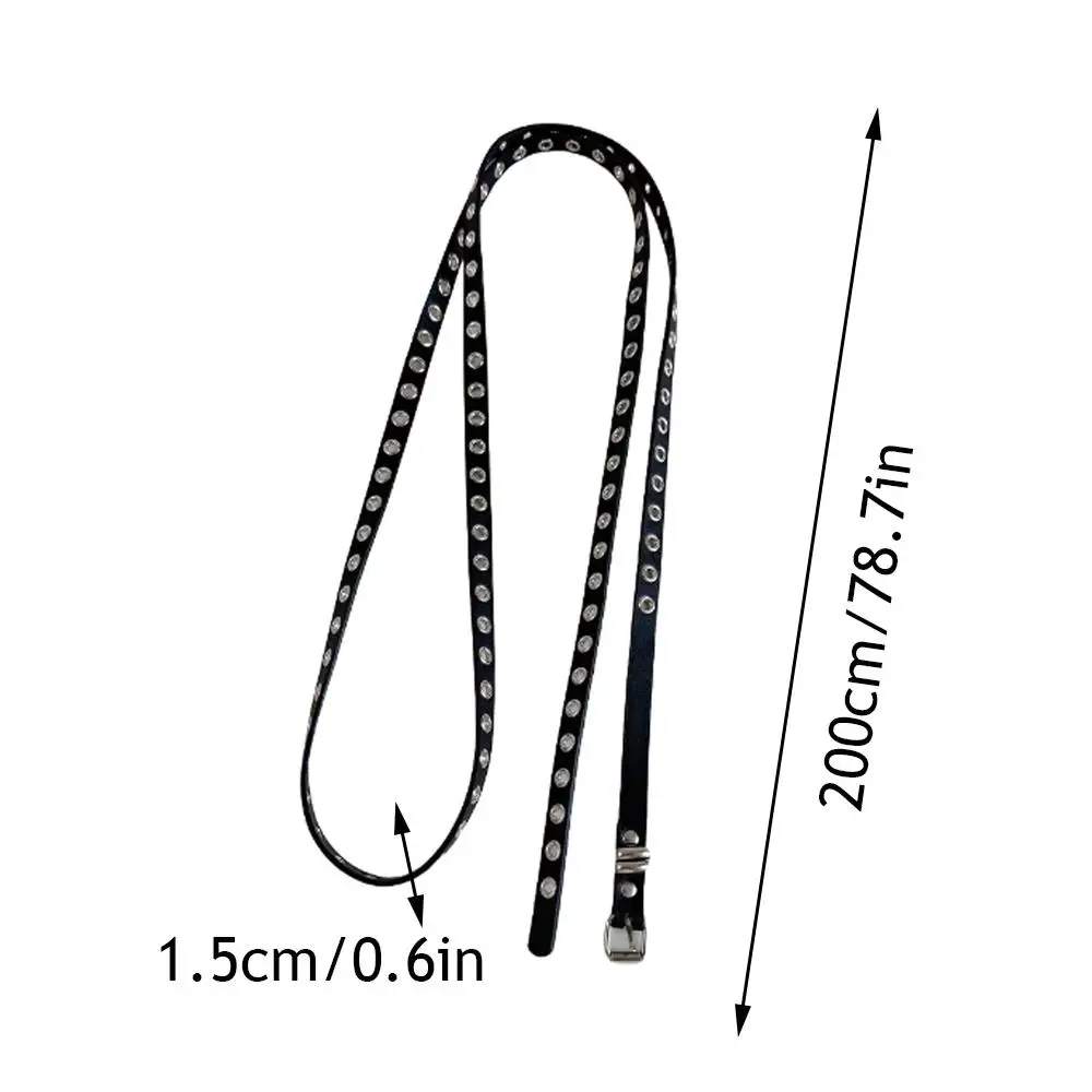 Punk Double Layer Thin Long Belt Rivet Eyelet Waist Chain DIY Wear Personality Buckle Belts Adjustable Spice Girl Accessory Belt