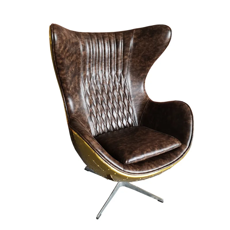 Industrial style furniture FRP aluminum leather rivets casual egg chair