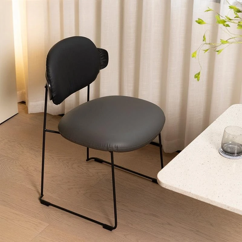Nordic wrought iron, light luxury home, soft bag leisure chair, modern simple dining chair 4
