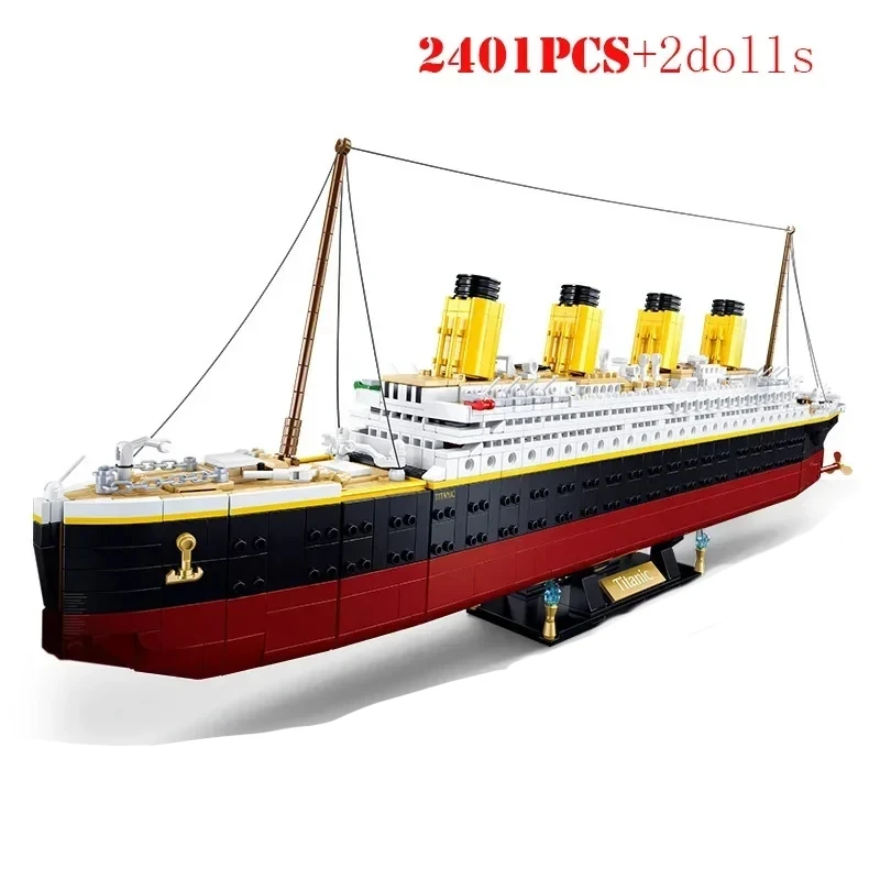 481pcs2401pcs RMS Titanic Ship Building Blocks Toy Set City Educational 3D Model Cruise Boats Mini Bricks Zabawki dla chłopców dorosłych