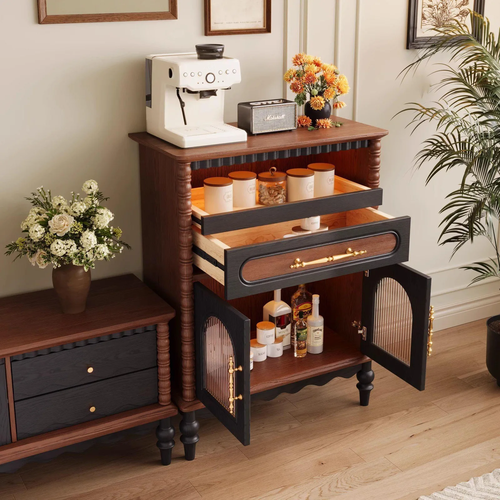 New retro dining side French home living room wall storage locker American multi-functional restaurant entrance tea