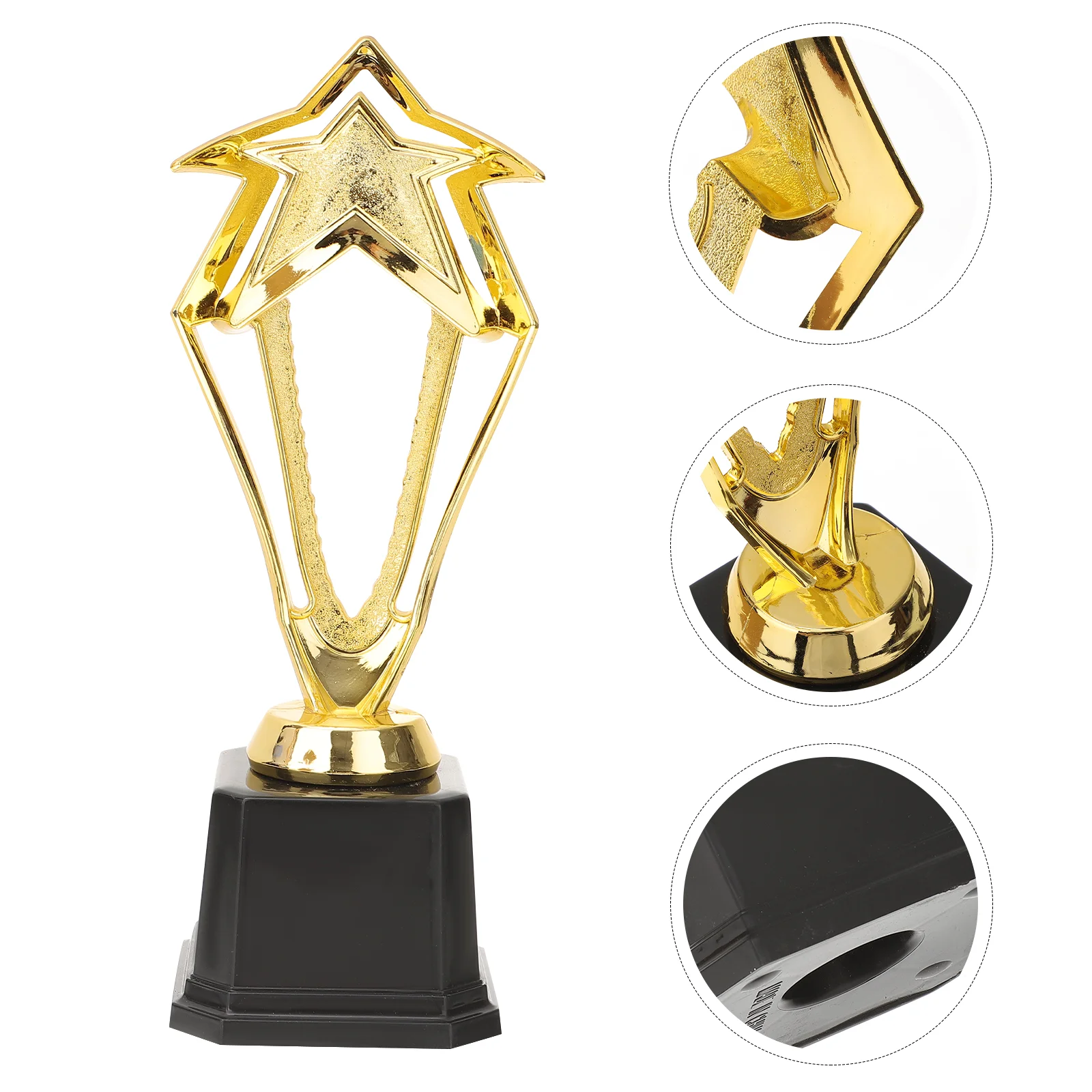 Ouro 275cm oco para fora estrela design prêmio troféu plástico recompensa prêmios decoração competição presente prêmios troféu com base para cerem