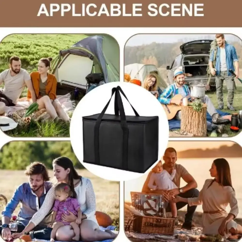 1Pcs Durable Large Capacity Insulated Bag Zipper 40L Tin Foil Food Bag Portable Refrigerated Bag Picnic Camping