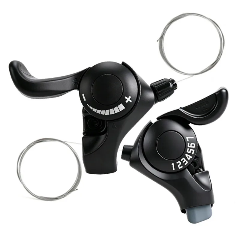 FMFXTRA 3x7 Speed Bike Shifter Set Left 3 Speed + Right 7 Speed MTB Thumb Gear Shifter with Shift Cable for 21 Speed Bicycle