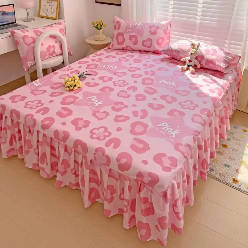 

Simple Bed Skirt Sheet Princess Ruffled Lace Bed Cover with Elastic Band Sheets Mattress Cover Dust Protection Cover Bedspread