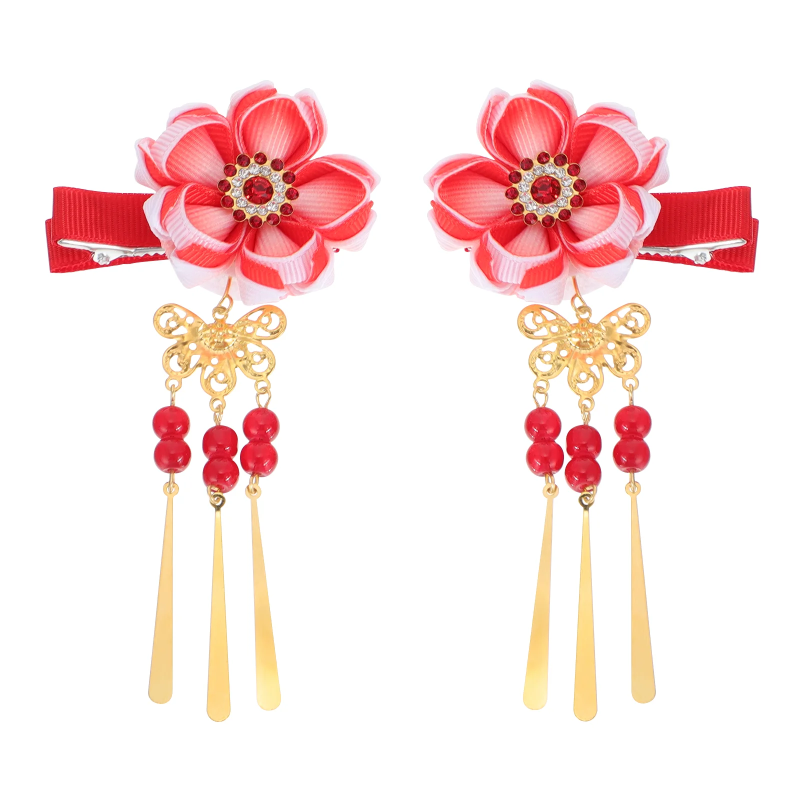 

Hairpin Kimono Accessory Long Tassel Ornament The Flowers Bright Color Decoration Clamp Cotton Linen